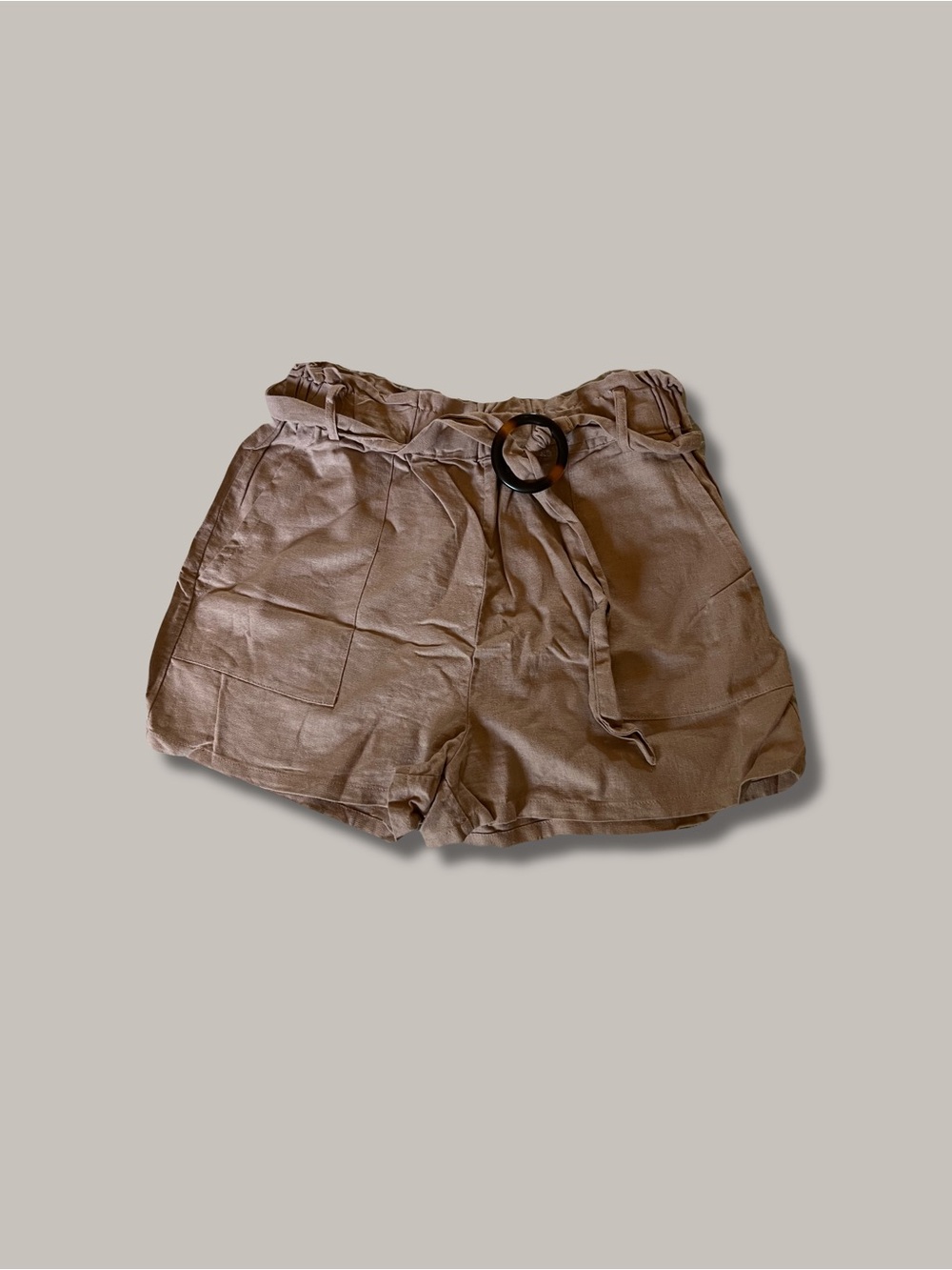 Cotton On Paperbag Belted Shorts - Taupe